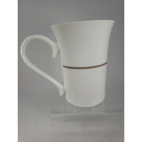 Starbucks Coffee Tea Mug Cup Gold Taupe Diamond Scroll Pattern Half Heart Handle - Picture 6 of 16